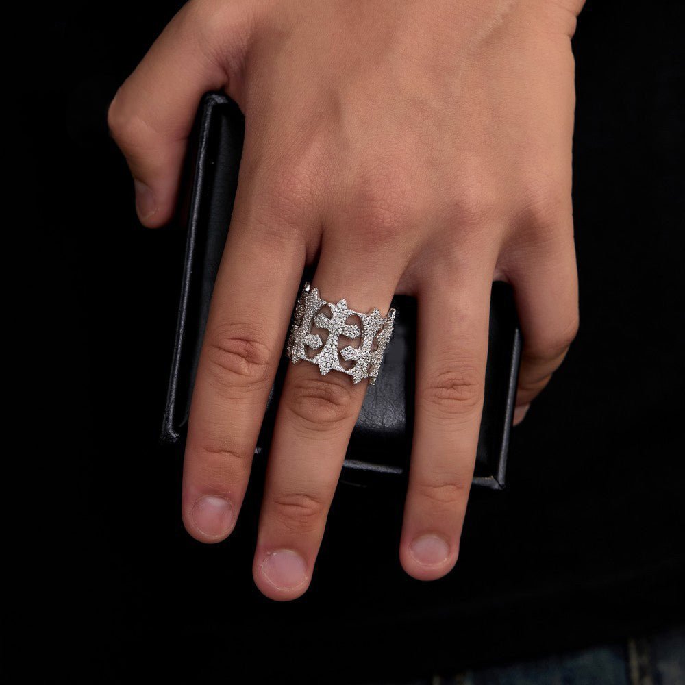 S925 Silver D Color Moissanite Gothic Cross Ring - AKAK BODYJEWELRY - ear - tunnel