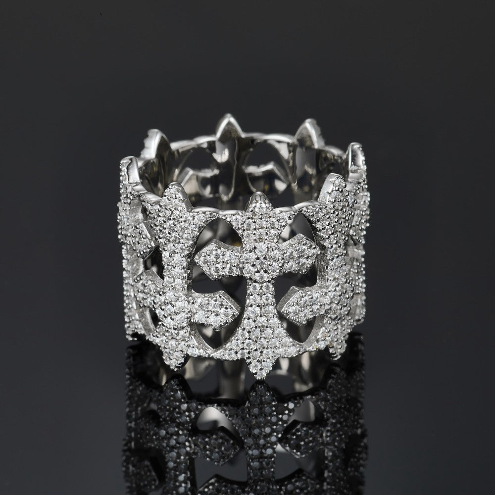 S925 Silver D Color Moissanite Gothic Cross Ring - AKAK BODYJEWELRY - ear - tunnel