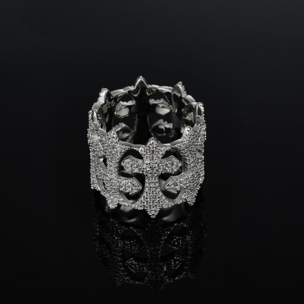 S925 Silver D Color Moissanite Gothic Cross Ring - AKAK BODYJEWELRY - ear - tunnel