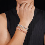 S925 Silver Fleur - de - Lis Iced Moissanite Bracelet - AKAK BODYJEWELRY - ear - tunnel