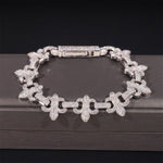 S925 Silver Fleur - de - Lis Iced Moissanite Bracelet - AKAK BODYJEWELRY - ear - tunnel