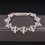 S925 Silver Fleur - de - Lis Iced Moissanite Bracelet - AKAK BODYJEWELRY - ear - tunnel