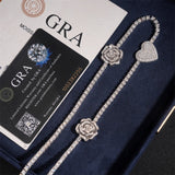 S925 Silver Heart & Rose Moissanite Necklace - AKAK BODYJEWELRY - ear - tunnel