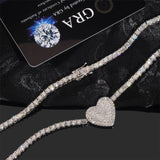 S925 Silver Heart & Rose Moissanite Necklace - AKAK BODYJEWELRY - ear - tunnel