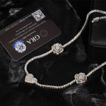 S925 Silver Heart & Rose Moissanite Necklace - AKAK BODYJEWELRY - ear - tunnel