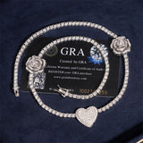 S925 Silver Heart & Rose Moissanite Necklace - AKAK BODYJEWELRY - ear - tunnel