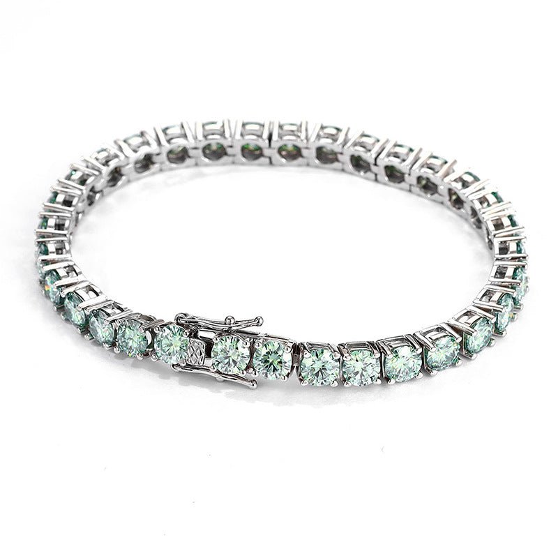 S925 Silver lake Green Moissanite Tennis Bracelet - AKAK BODYJEWELRY - ear - tunnel