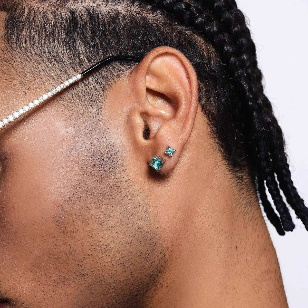 S925 Silver Lake Green Zircon Earrings Jewelry 2pcs for Women Men - AKAK BODYJEWELRY - ear - tunnel