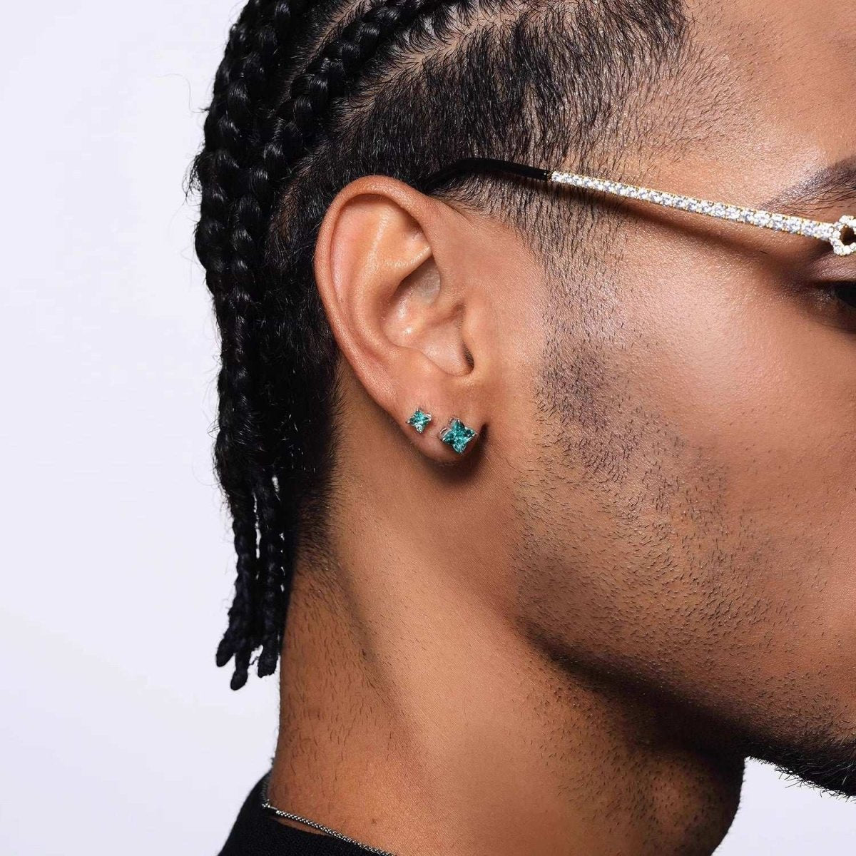 S925 Silver Lake Green Zircon Earrings Jewelry 2pcs for Women Men - AKAK BODYJEWELRY - ear - tunnel