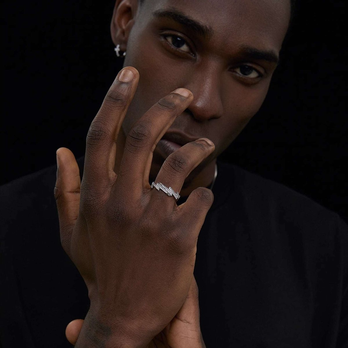 S925 Silver Lightning Bolt Zircon Ring - AKAK BODYJEWELRY - ear - tunnel