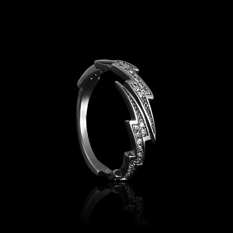 S925 Silver Lightning Bolt Zircon Ring - AKAK BODYJEWELRY - ear - tunnel