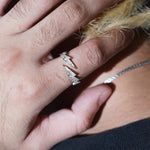 S925 Silver Lightning Bolt Zircon Ring - AKAK BODYJEWELRY - ear - tunnel