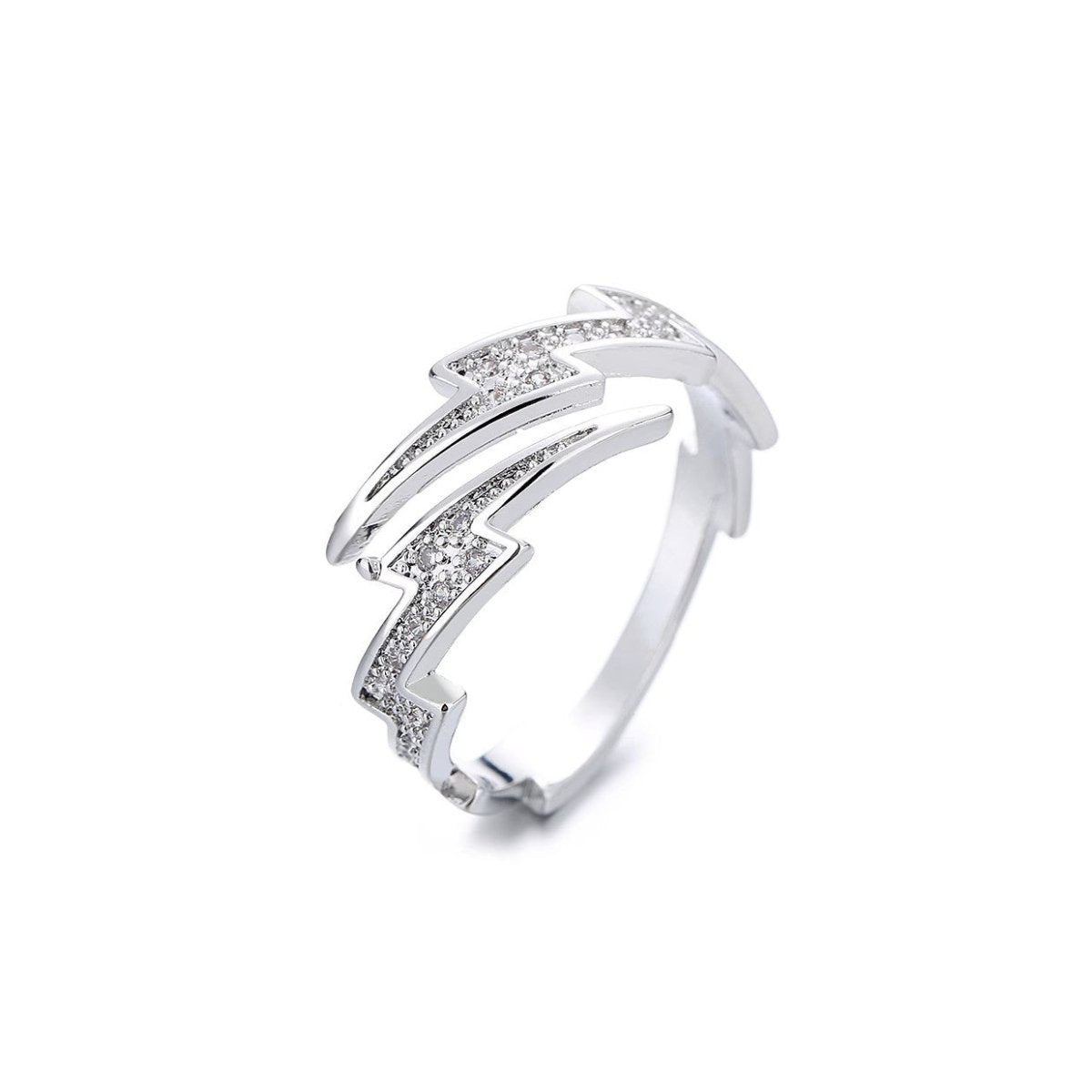S925 Silver Lightning Bolt Zircon Ring - AKAK BODYJEWELRY - ear - tunnel