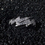 S925 Silver Lightning Bolt Zircon Ring - AKAK BODYJEWELRY - ear - tunnel