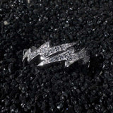S925 Silver Lightning Bolt Zircon Ring - AKAK BODYJEWELRY - ear - tunnel