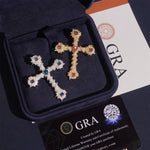 S925 Silver Luxury Baroque Moissanite Cross Necklace - AKAK BODYJEWELRY - Cross Necklace