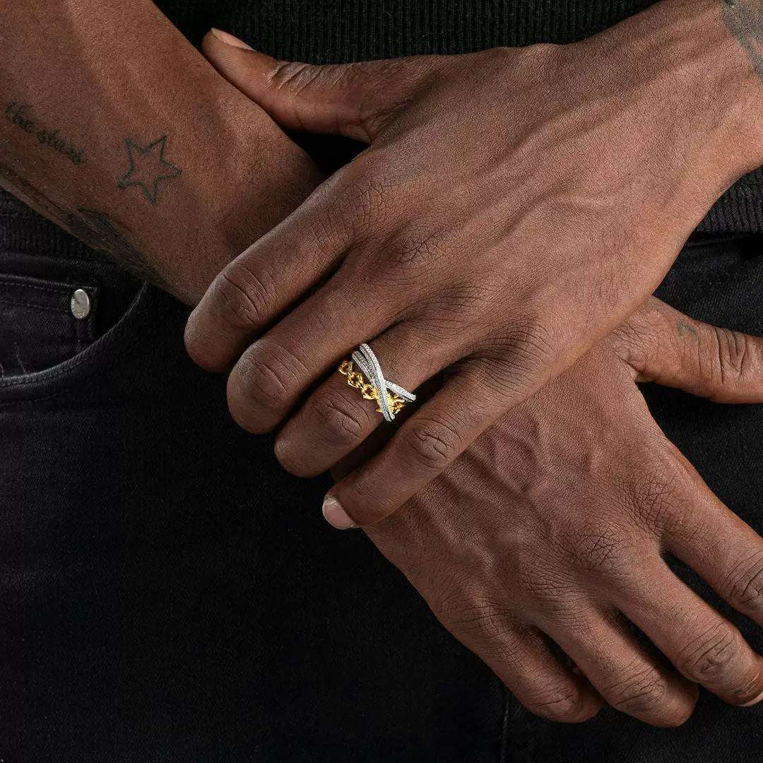 S925 Silver Moissanite Chain Vow Ring - AKAK BODYJEWELRY - ear - tunnel