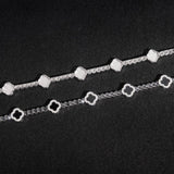 S925 Silver Moissanite Clover Bracelet - AKAK BODYJEWELRY - ear - tunnel