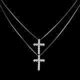 S925 Silver Moissanite Cross Necklace - AKAK BODYJEWELRY - ear - tunnel