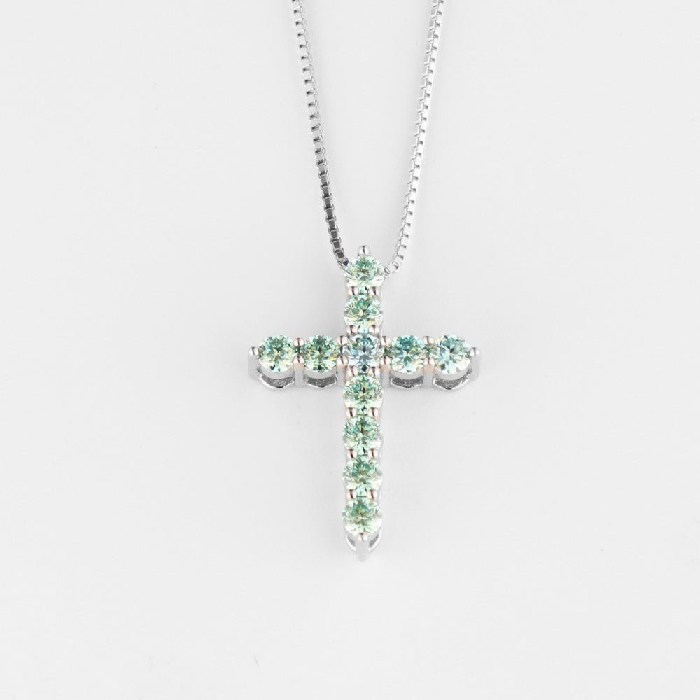 S925 Silver Moissanite Cross Necklace - AKAK BODYJEWELRY - ear - tunnel