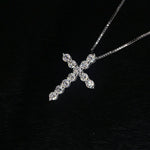 S925 Silver Moissanite Cross Necklace - AKAK BODYJEWELRY - ear - tunnel