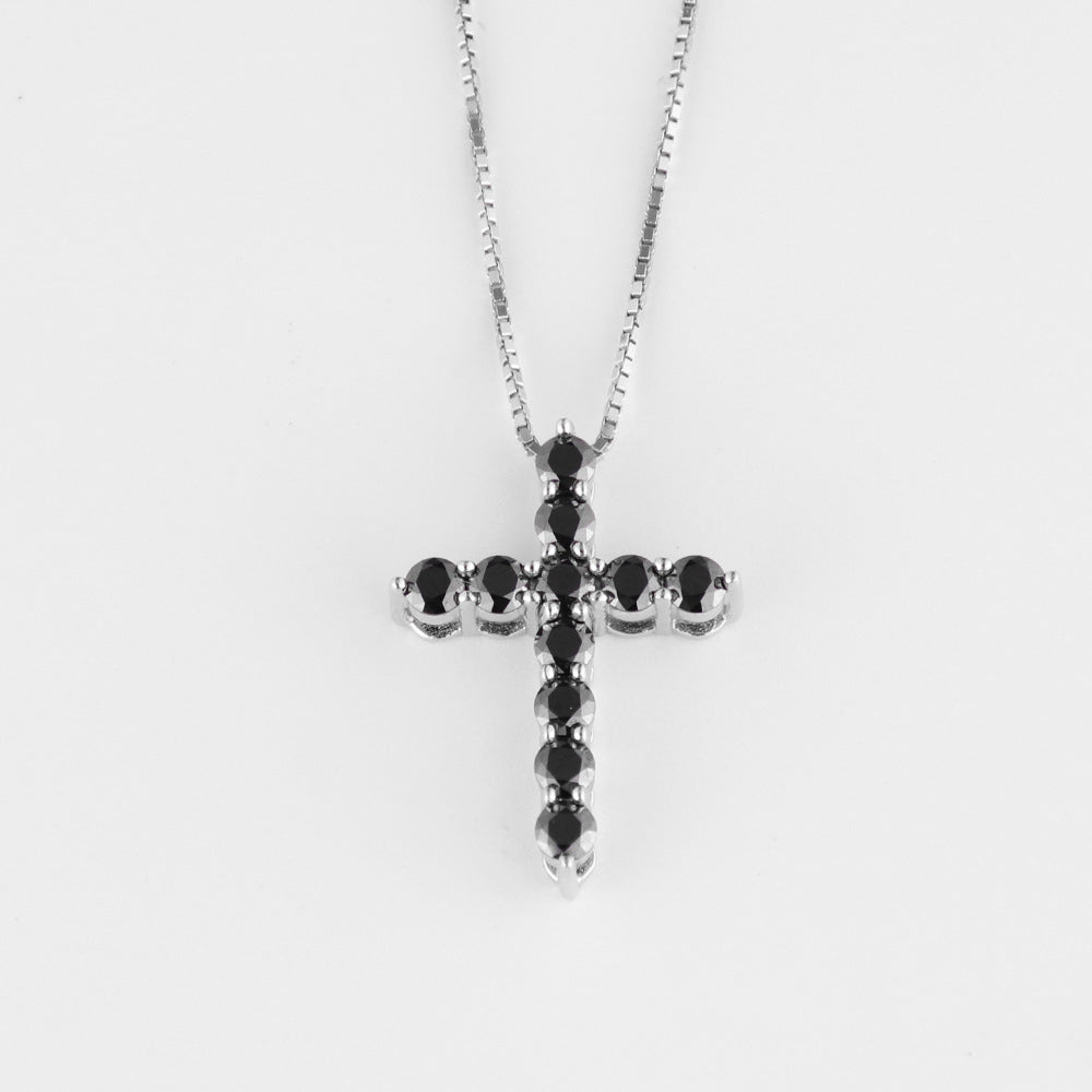 S925 Silver Moissanite Cross Necklace - AKAK BODYJEWELRY - ear - tunnel