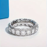 S925 Silver Moissanite Eternity Halo Ring - AKAK BODYJEWELRY - ear - tunnel