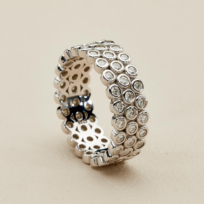 S925 Silver Moissanite Eternity Ring - AKAK BODYJEWELRY - ear - tunnel