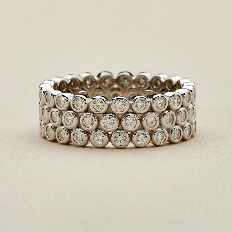 S925 Silver Moissanite Eternity Ring - AKAK BODYJEWELRY - ear - tunnel