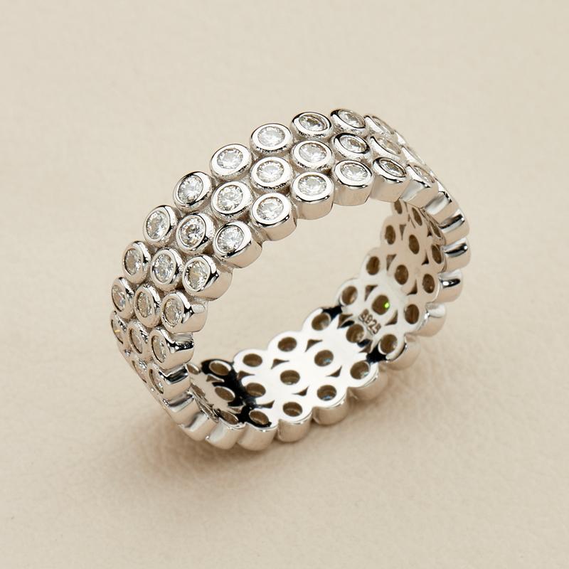 S925 Silver Moissanite Eternity Ring - AKAK BODYJEWELRY - ear - tunnel