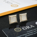 S925 Silver Moissanite Fully Inlaid Square Studs Earrings - AKAK BODYJEWELRY - ear - tunnel