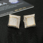 S925 Silver Moissanite Fully Inlaid Square Studs Earrings - AKAK BODYJEWELRY - ear - tunnel