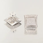 S925 Silver Moissanite Fully Inlaid Square Studs Earrings - AKAK BODYJEWELRY - ear - tunnel
