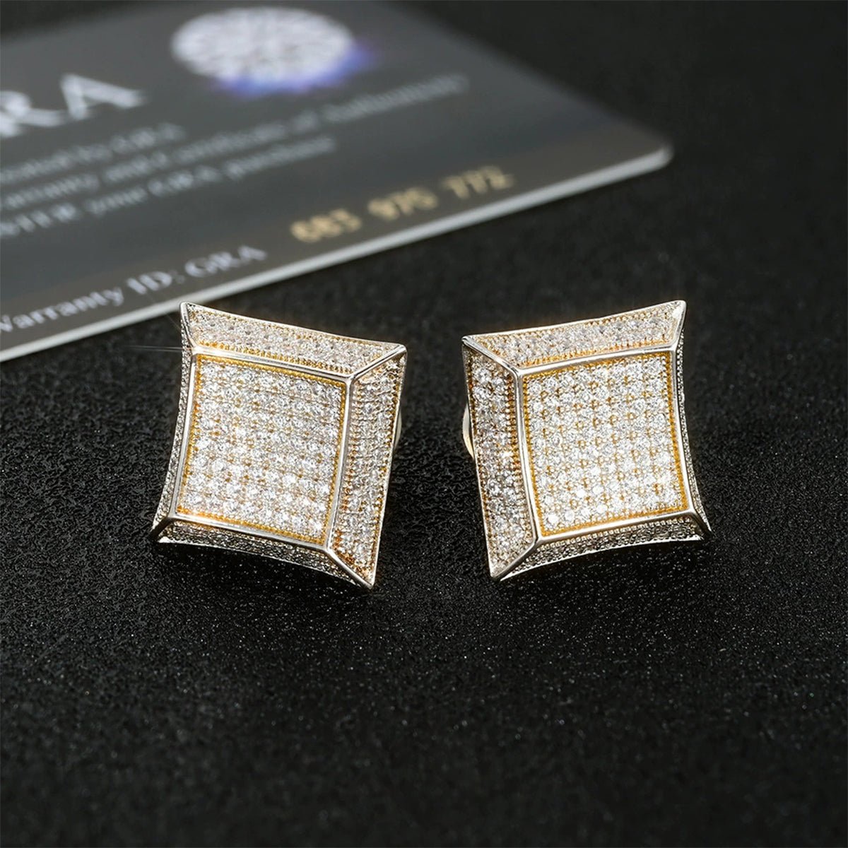 S925 Silver Moissanite Fully Inlaid Square Studs Earrings - AKAK BODYJEWELRY - ear - tunnel