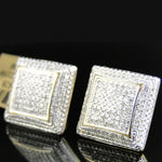 S925 Silver Moissanite Fully Inlaid Square Studs Earrings - AKAK BODYJEWELRY - ear - tunnel