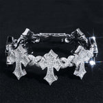 S925 Silver Moissanite Gothic Cross Bracelet - AKAK BODYJEWELRY - ear - tunnel