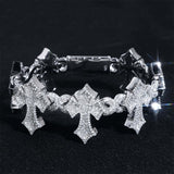 S925 Silver Moissanite Gothic Cross Bracelet - AKAK BODYJEWELRY - ear - tunnel