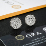 S925 Silver Moissanite Halo Cluster Studs Earrings - AKAK BODYJEWELRY - ear - tunnel