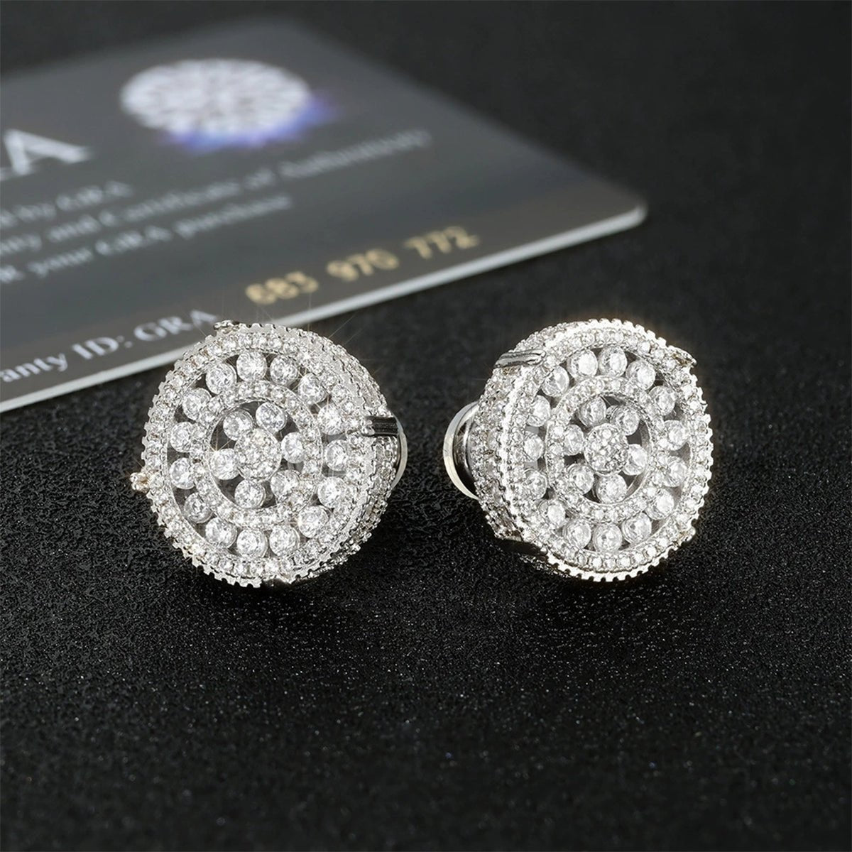 S925 Silver Moissanite Halo Cluster Studs Earrings - AKAK BODYJEWELRY - ear - tunnel