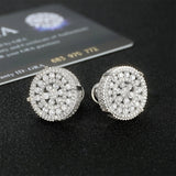 S925 Silver Moissanite Halo Cluster Studs Earrings - AKAK BODYJEWELRY - ear - tunnel