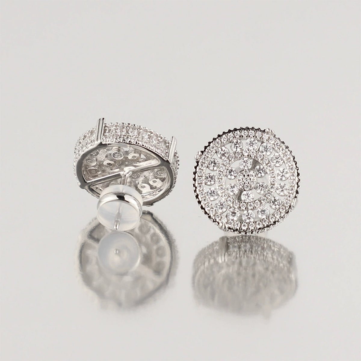 S925 Silver Moissanite Halo Cluster Studs Earrings - AKAK BODYJEWELRY - ear - tunnel