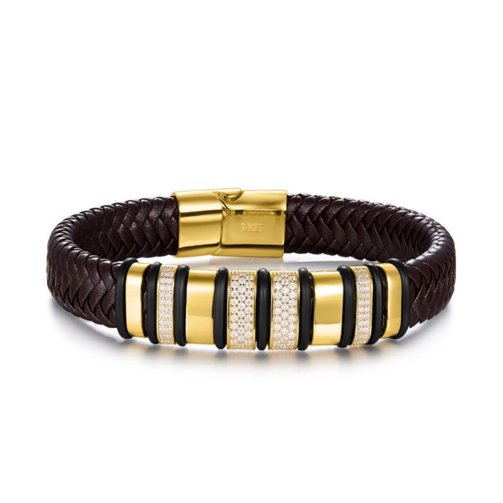 S925 Silver Moissanite Hustle Leather Bracelet - AKAK BODYJEWELRY - ear - tunnel