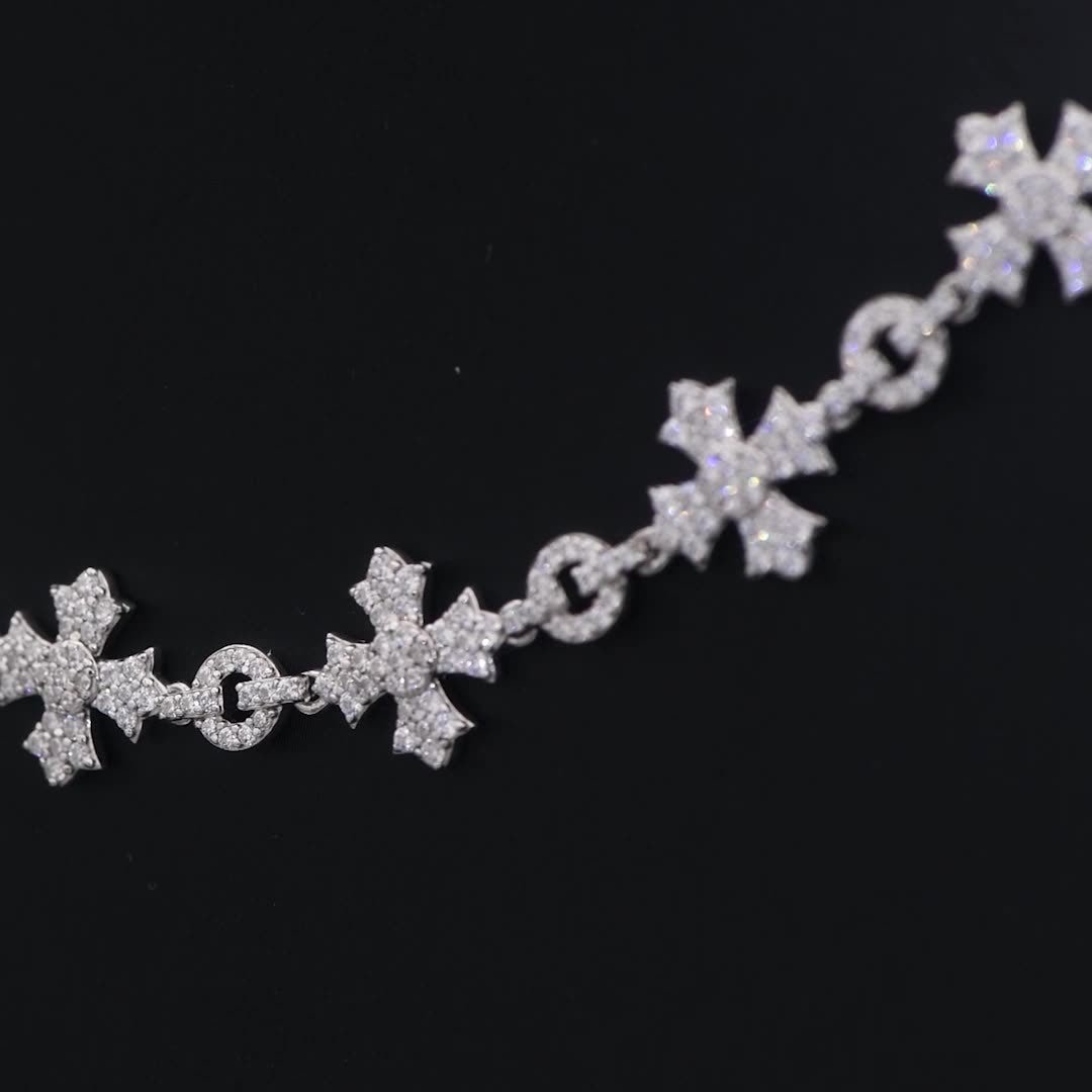 S925 Silver Moissanite Iced Crossfire Tennis Chain - AKAK BODYJEWELRY - ear - tunnel