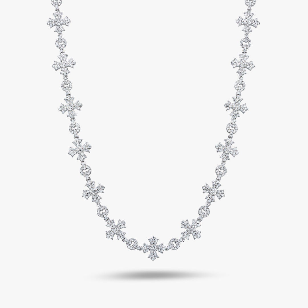 S925 Silver Moissanite Iced Crossfire Tennis Chain - AKAK BODYJEWELRY - ear - tunnel