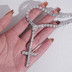 S925 Silver Moissanite Lariat Cross Necklace - AKAK BODYJEWELRY - ear - tunnel