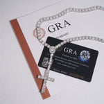 S925 Silver Moissanite Lariat Cross Necklace - AKAK BODYJEWELRY - ear - tunnel