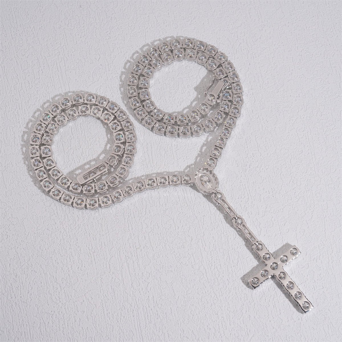 S925 Silver Moissanite Lariat Cross Necklace - AKAK BODYJEWELRY - ear - tunnel