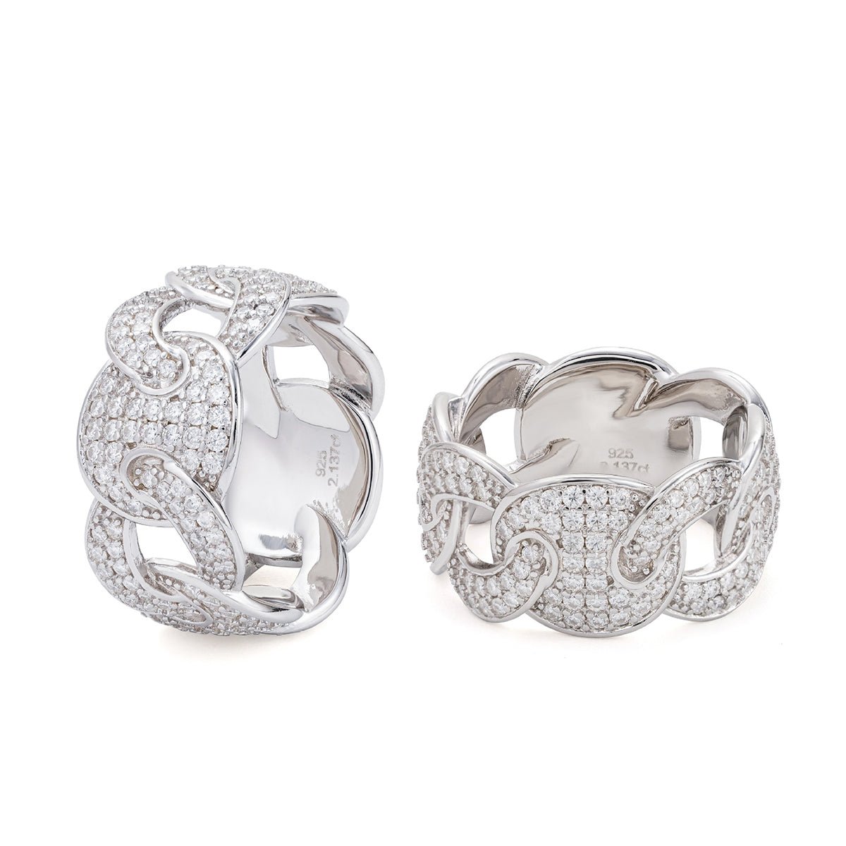 S925 Silver Moissanite Link Pavé Ring - AKAK BODYJEWELRY - ear - tunnel