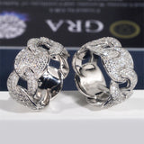 S925 Silver Moissanite Link Pavé Ring - AKAK BODYJEWELRY - ear - tunnel