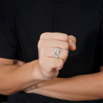 S925 Silver Moissanite Link Pavé Ring - AKAK BODYJEWELRY - ear - tunnel